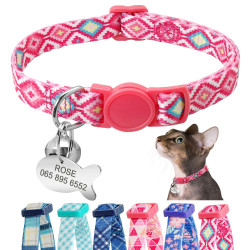 Cat Breakaway Collar with Name Tag Personalized Anti-lost & Quick Release Buckle